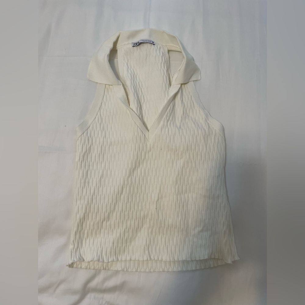 Zara ribbed collared tank top